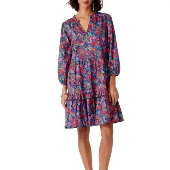 J. Crew Dresses & Skirts - J. Crew Ruffleneck Tiered Popover Dress in Liberty Ciara Print Size XSP